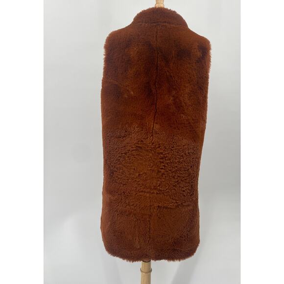 Soft Surroundings Longline Vest Faux Fur Burnt Orange Brown Womens Medium - Picture 6 of 9